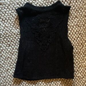 Free People Elegant Black Lace Top
